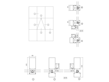 65系列隔熱中空玻璃幕墻結構圖