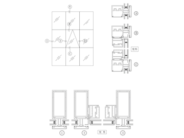60系列明框幕墻結構圖